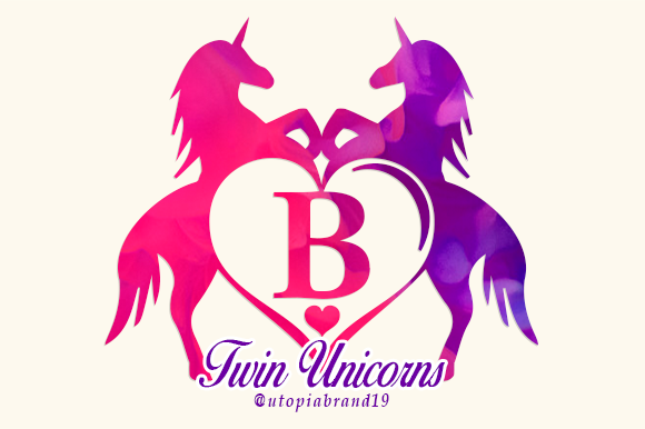Discover the Charm of the Twin Unicorns and Heart Monogram Font